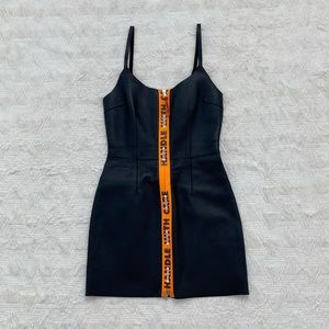 Worn once Heron Preston leather zipper front mini dress